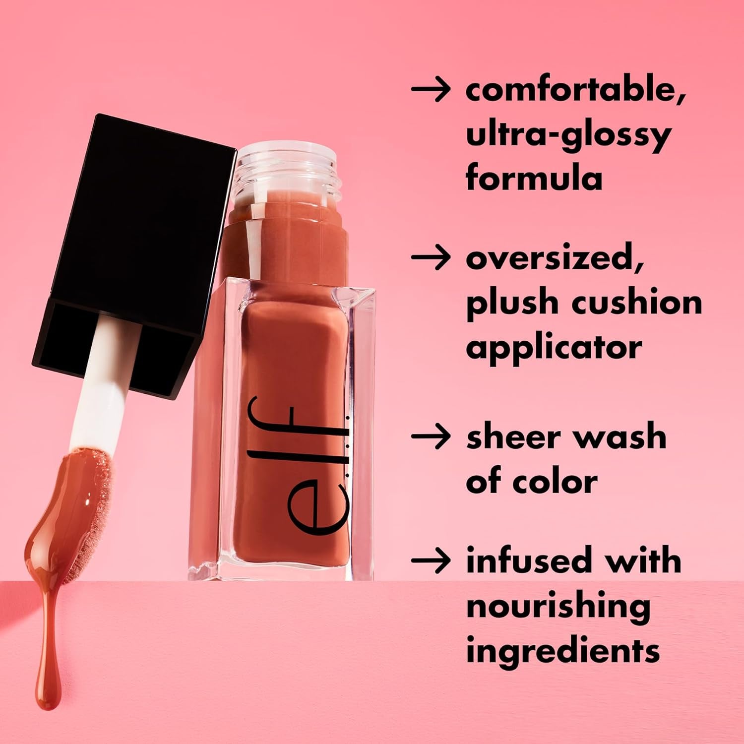 ELF Glow Reviver Quad Goals Lip Oil Kit, Lip Gloss for a High-Gloss Finish & Sheer Wash of Color, Non-Sticky, Vegan & Cruelty-Free, 4 Glosses