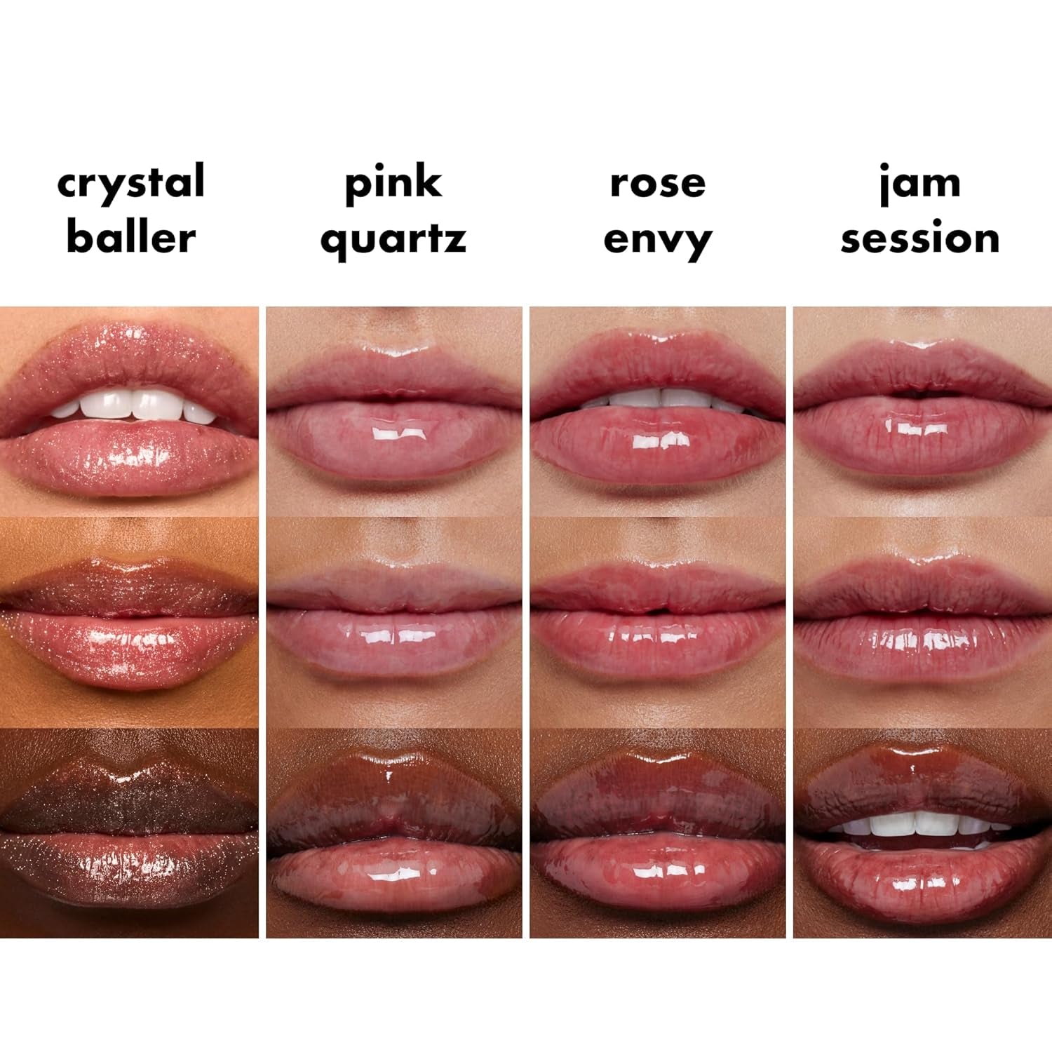 ELF Glow Reviver Quad Goals Lip Oil Kit, Lip Gloss for a High-Gloss Finish & Sheer Wash of Color, Non-Sticky, Vegan & Cruelty-Free, 4 Glosses